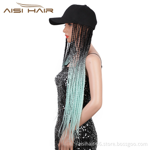 Aisi Hair Synthetic Cosplay Party Baseball Hat With Crochet Twist Braiding Hair Extension For Black Women Synthetic Hair Wigs